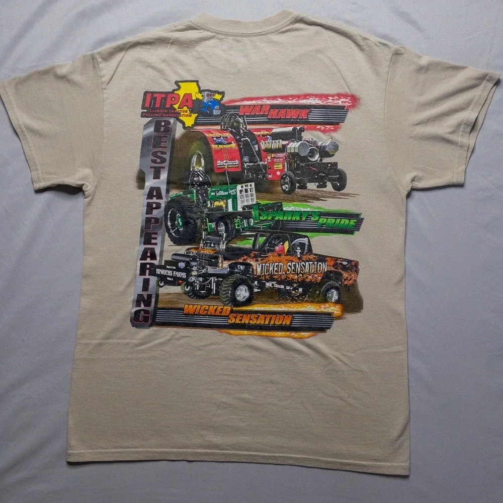 Vintage Y2k ITPA Tractor Pulling Shirt M Race Car Graphic Illinois Event Tee - Picture 1 of 10